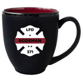 16 oz. "Espy's Line" Matte Black Bistro Mug with Red Inside